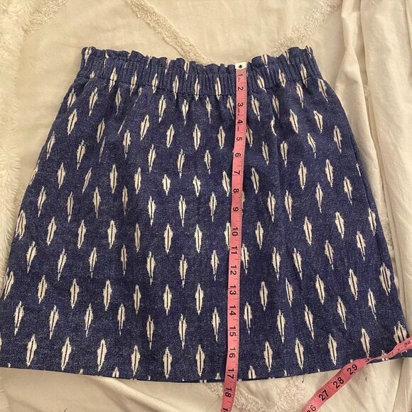 J.Crew High Waisted Navy Blue and White Geometric Mini Skirt - Picture 8 of 10